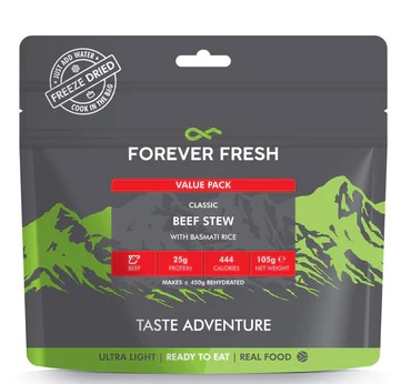 FOREVER FRESH : Freeze dried outdoor meals . CLASSIC BEEF STEW : FREE DELIVERY: SA and GLOBAL : (Min order R2000)