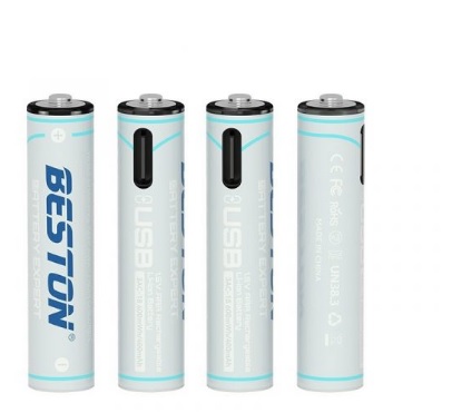 BESTON AAA 1.5V 600mWh  Lithium Ion rechargeable batteries with built in usb charger : Pack of 4 . FREE DELIVERY.
