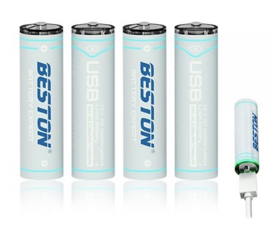BESTON  1.5V AA  2000mWh  Lithium Ion rechargeable batteries with built in usb charger : Pack of 4 . FREE DELIVERY.