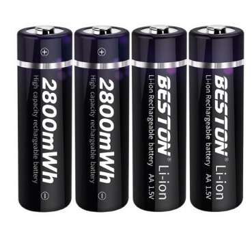 BESTON 1.5V AA 2800mWh Lithium Ion rechargeable batteries . Pack of 4 . FREE DELIVERY.