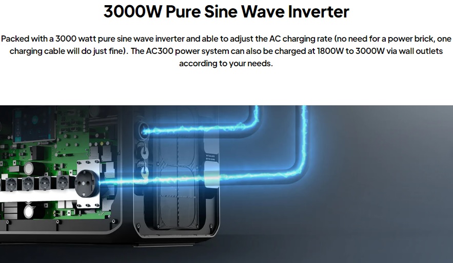 Bluetti AC300 3kW  portable power station with  1 X B300 3.072kWh LiFePO4 battery module and PV350 solar panel - Image 7