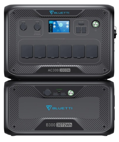 Bluetti AC300 3kW  portable power station with  1 X B300 3.072kWh LiFePO4 battery module