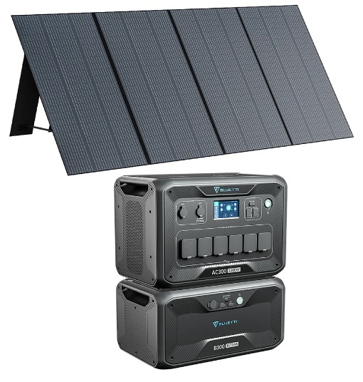 Bluetti AC300 3kW  portable power station with  1 X B300 3.072kWh LiFePO4 battery module and PV350 solar panel