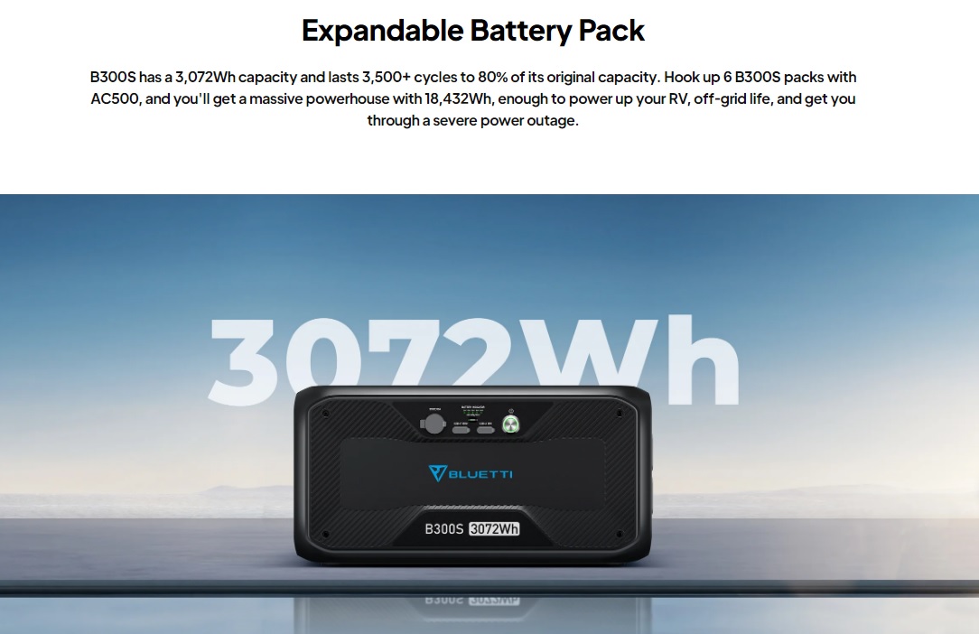 Bluetti B300S 3.072kWh expansion battery for AC500 Bluetti inverter . - Image 9