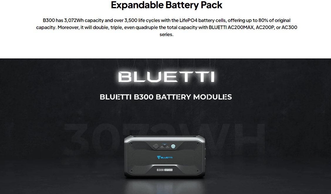 Bluetti B300 3.072kWh expansion battery for AC200 and AC300 Bluetti inverters - Image 9