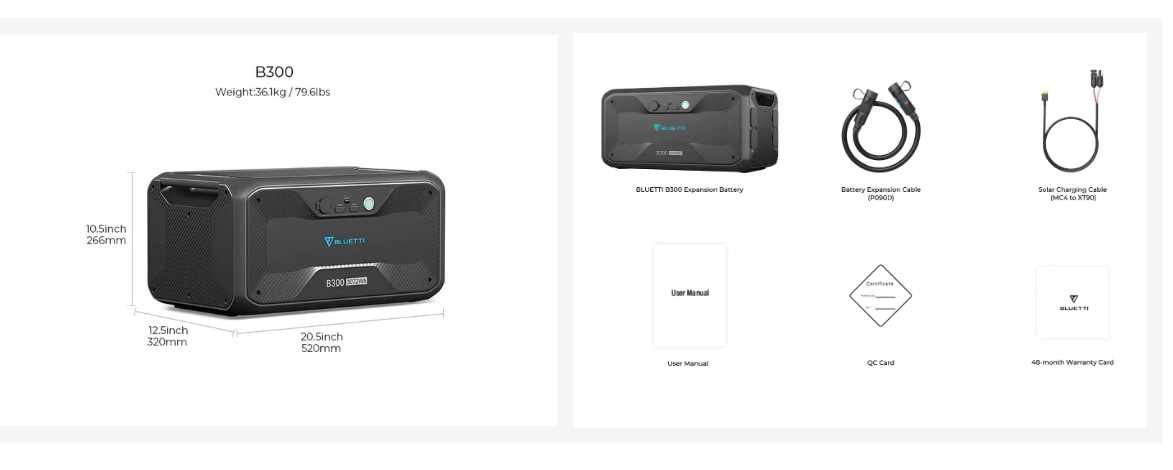 Bluetti B300 3.072kWh expansion battery for AC200 and AC300 Bluetti inverters - Image 6